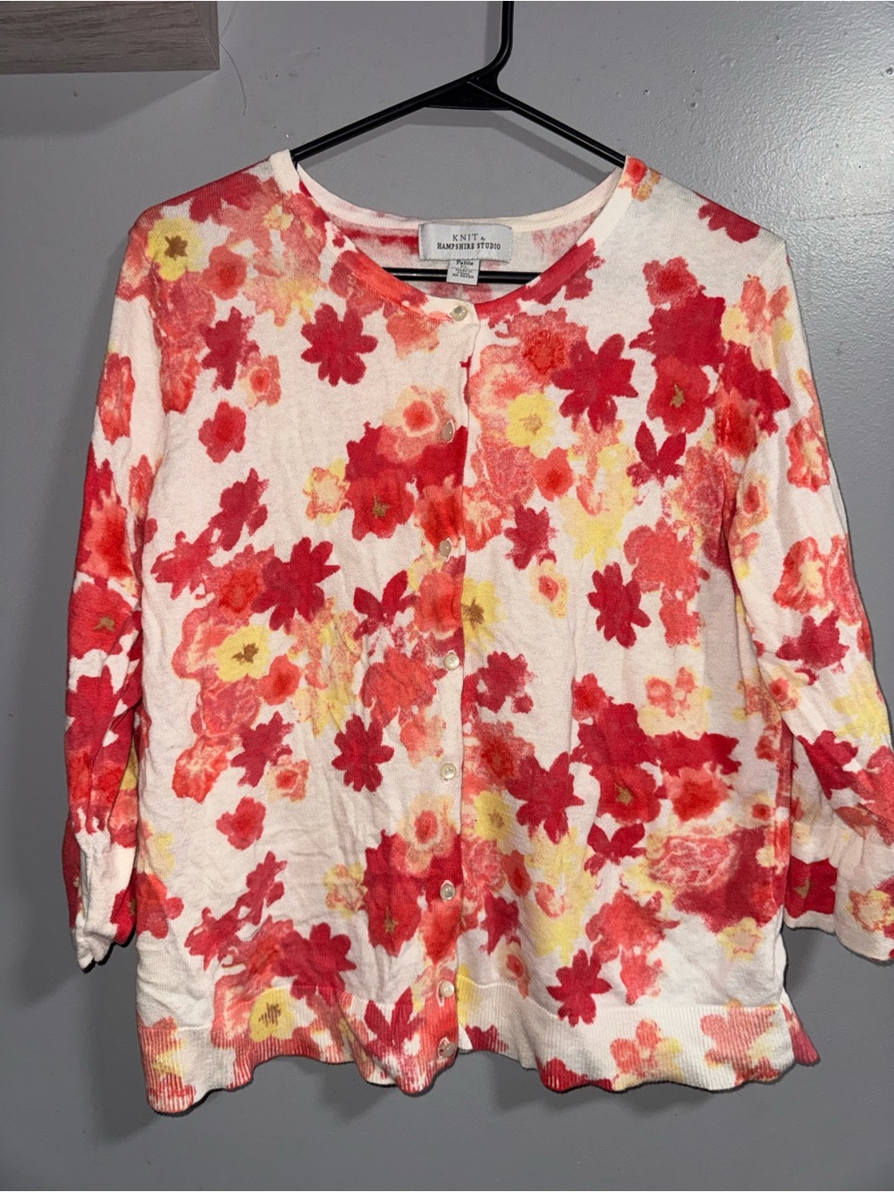 Floral Button-Front Cardigan - Red & Yellow Floral